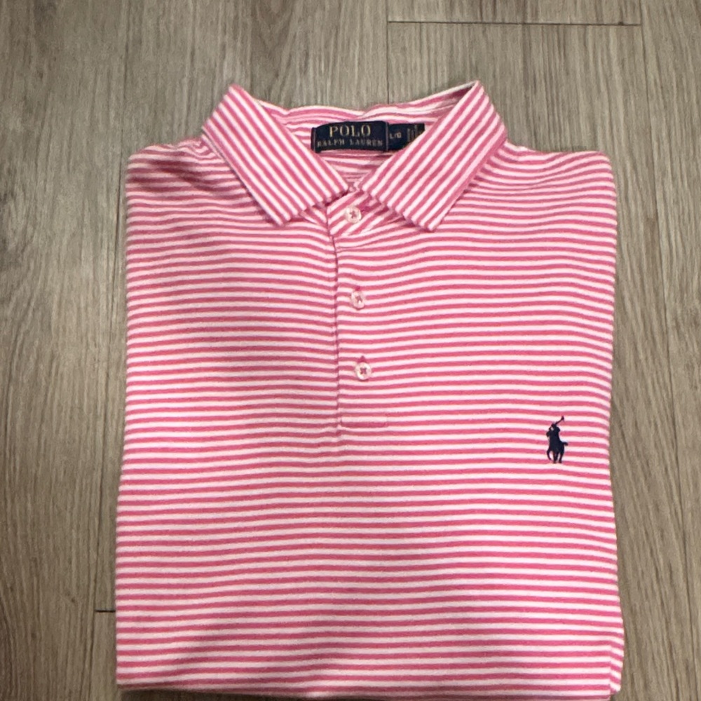 Ralph Lauren Pink and White Polo Shirt